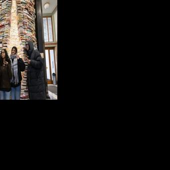 A pile of books installed at Prague's city library has become the Czech capital's latest tourist hit