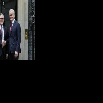 Britain's Prime Minister Keir Starmer greets Norway's Prime Minister Jonas Gahr Store as he arrives at Downing Street to unveil a new defence pact between the two countries