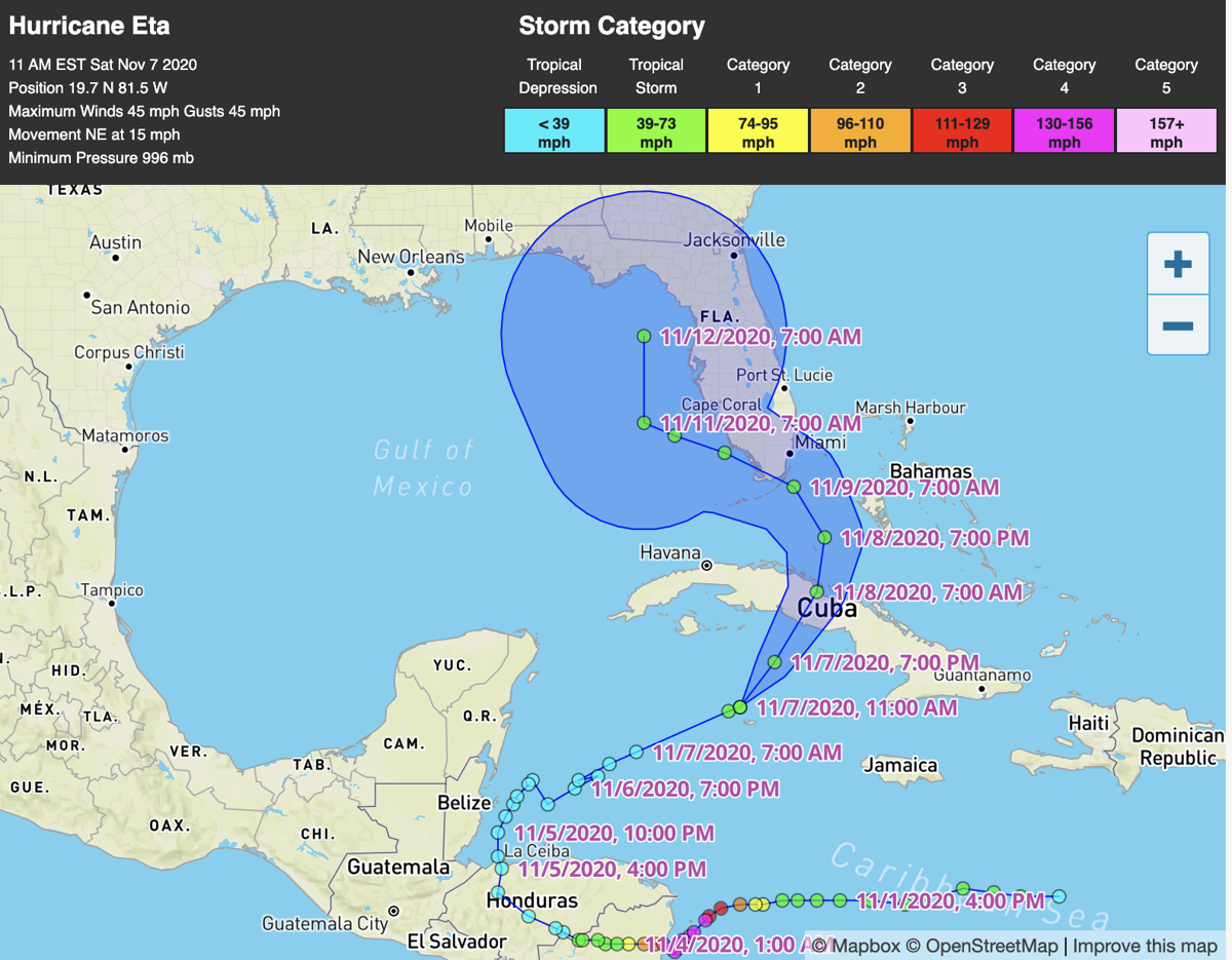 Eta A Tropical Storm Again Picks Up Forward Speed South Florida Now Under A Tropical Storm Warning News Islandernews Com
