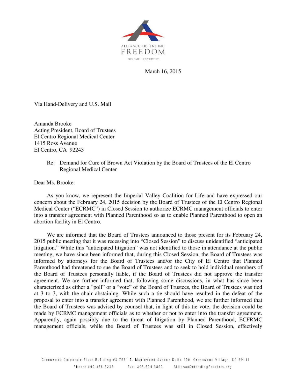 Adf Letter To Ecrmc Ivpressonline Com