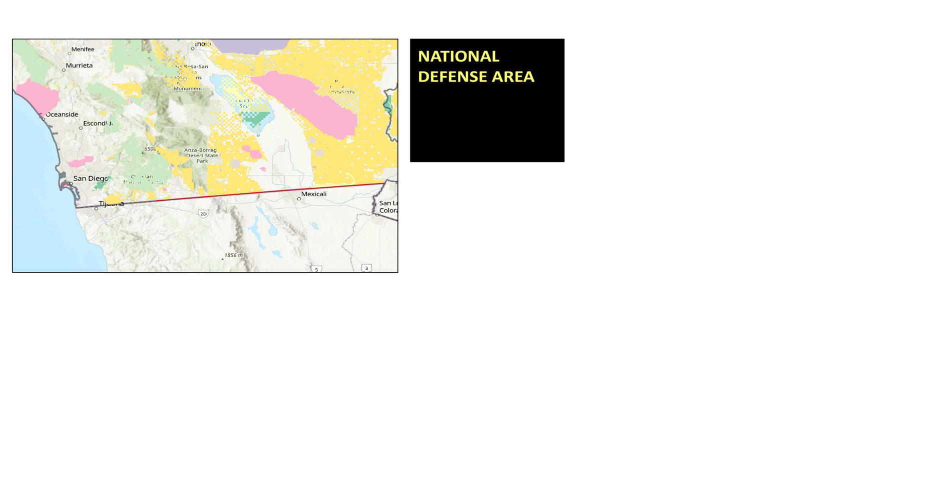 Portions of Imperial Valley designated National Defense Area under Navy authority