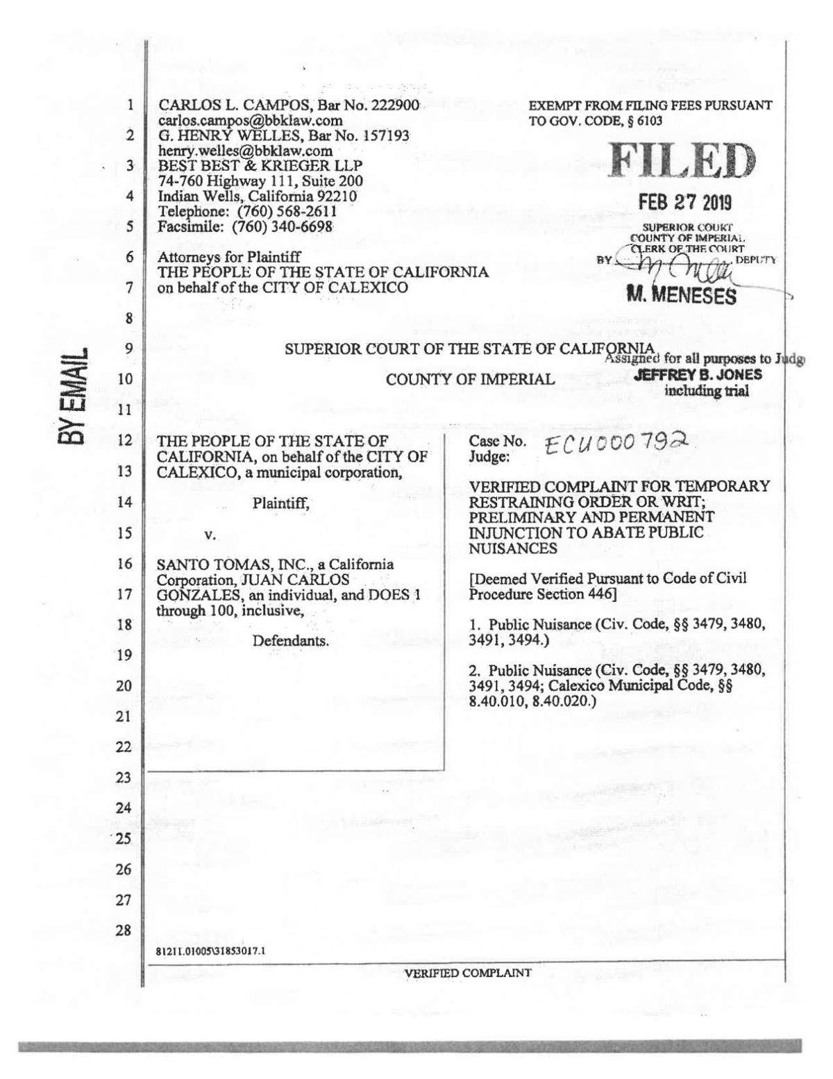 Calexico vs. Santo Tomas lawsuit | | ivpressonline.com