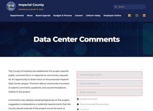 County opens online portal for public input on Data Center project