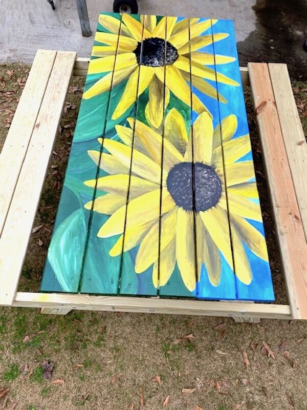 sunflower picnic table