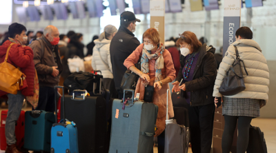 Travelers at Ben Gurion Airport