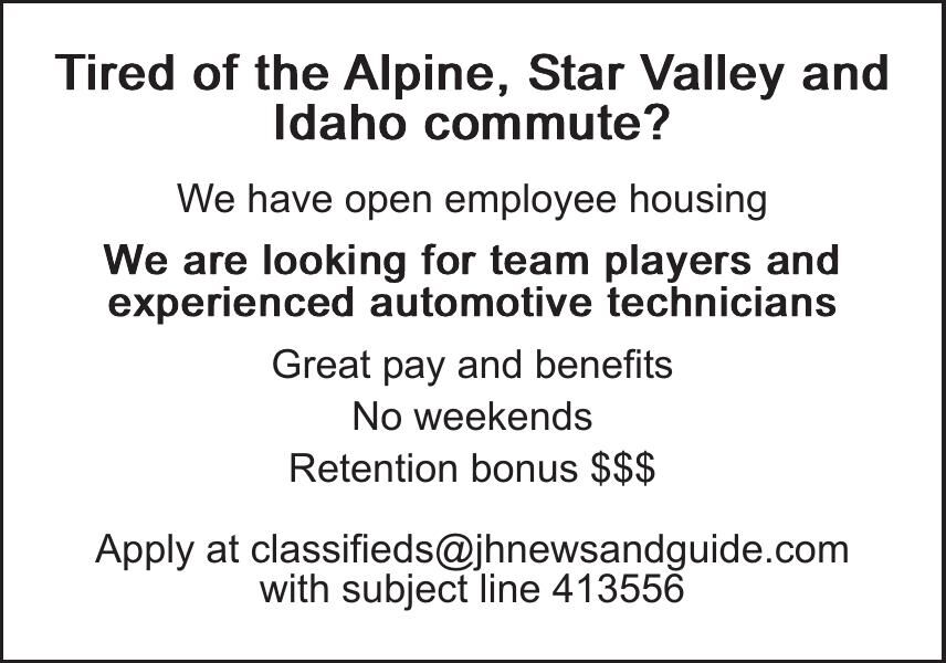 Tired of the Alpine, Star Valley and Idaho commute?