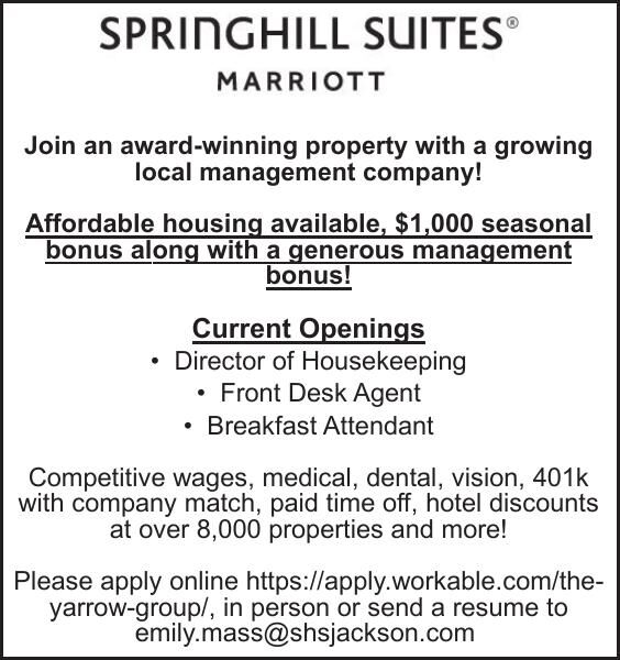 Join an awardwinning property with a growing local management company