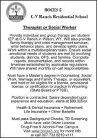 BOCES 5 C-V Ranch Residential School Therapist or Social Worker