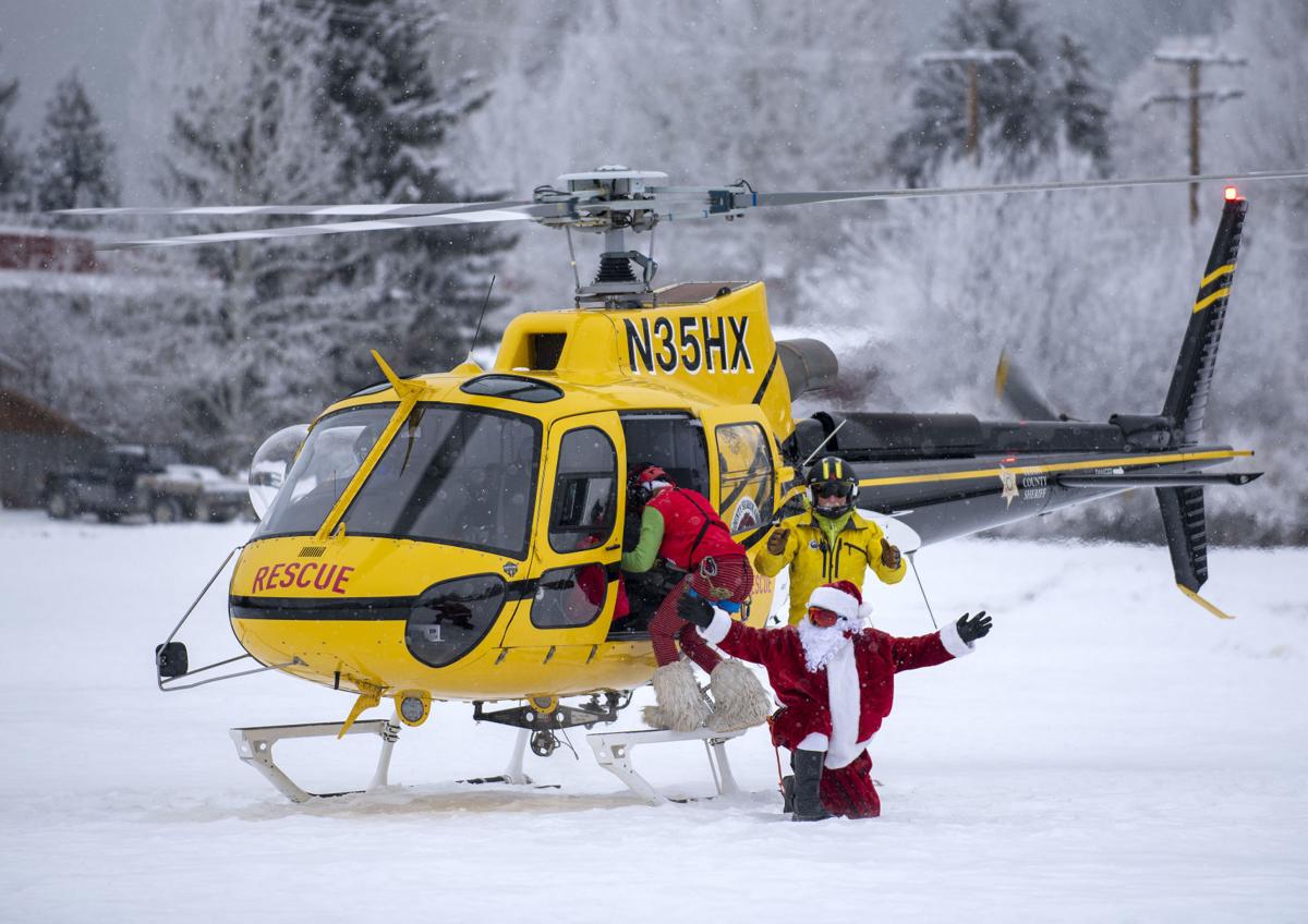 Santa visits in helicopter