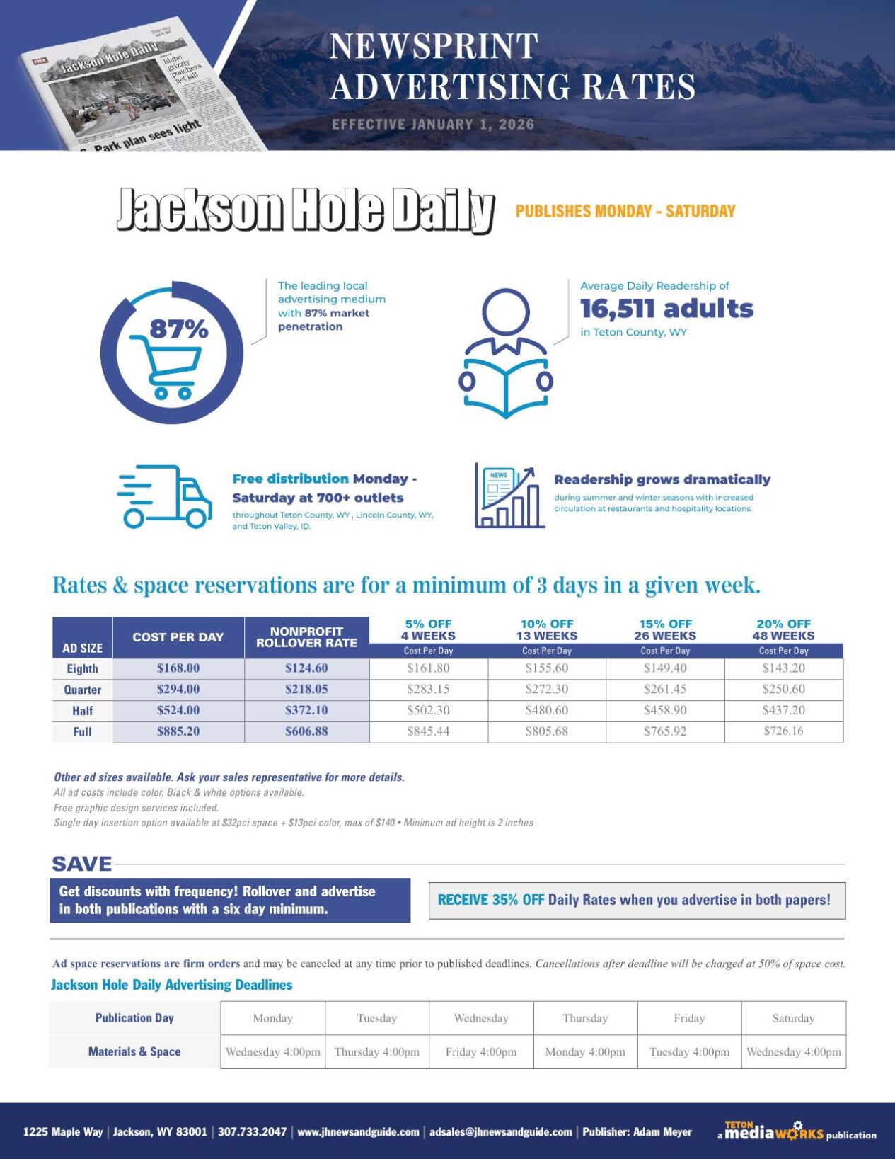 Advertising Rates Table 2026 Advertising Rates | | jhnewsandguide.com