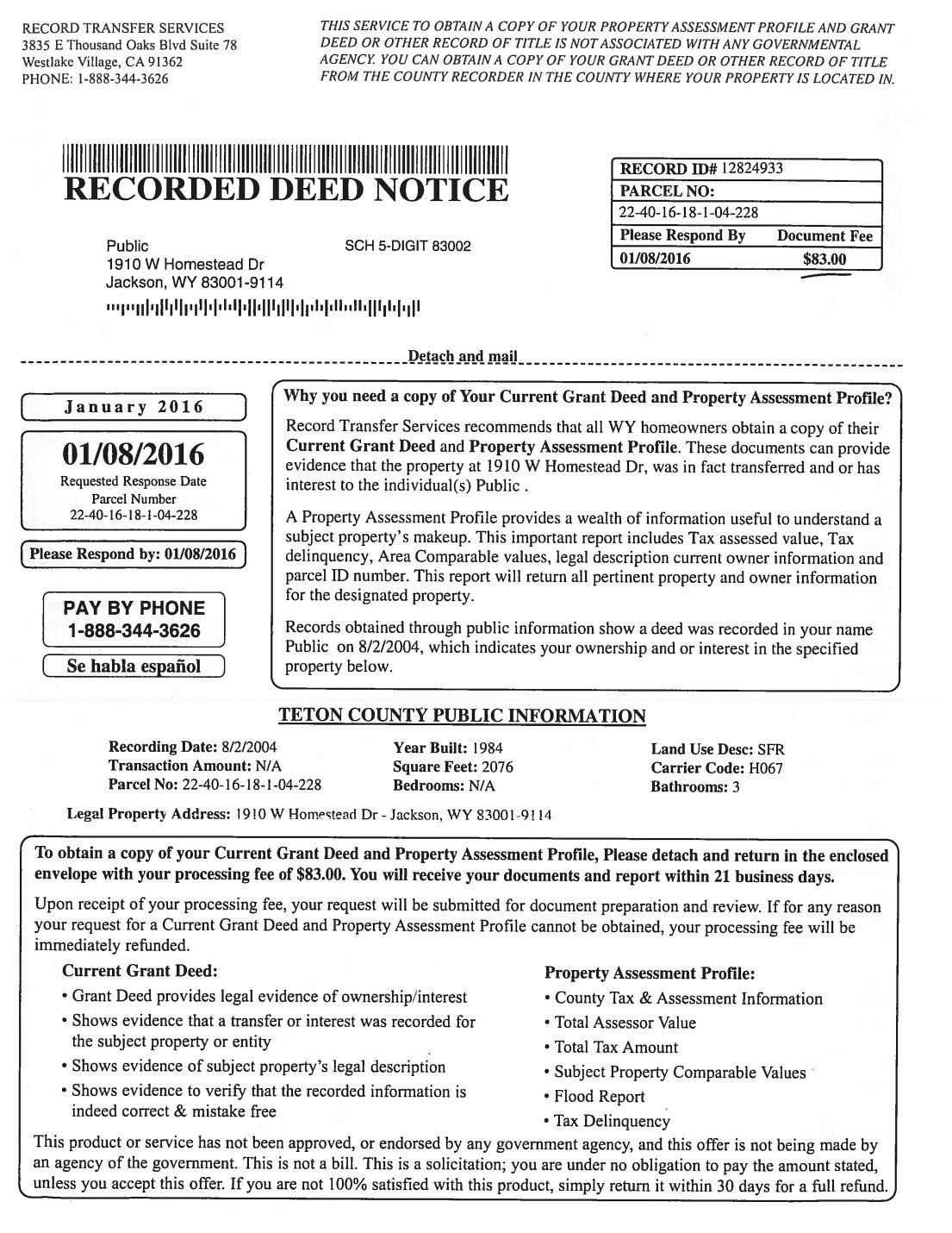 Clerk warns homeowners to be aware of deed scam | Cops & Courts ...