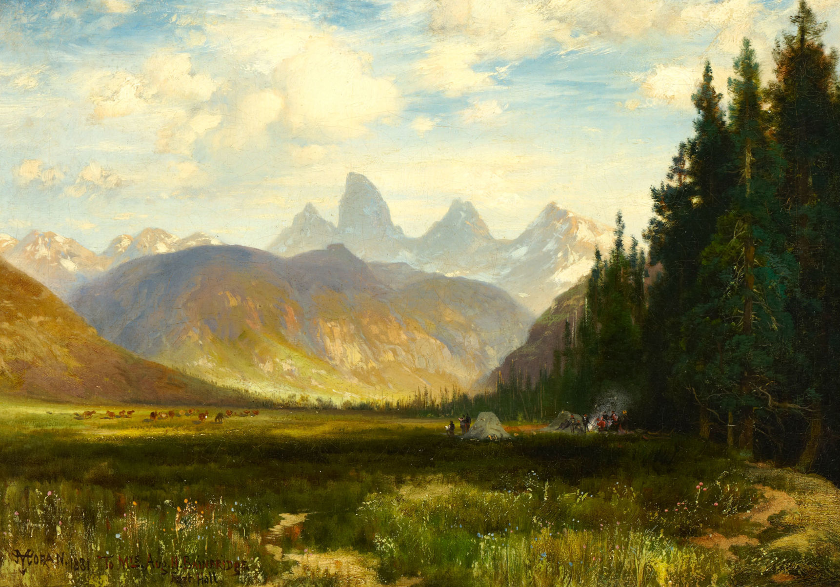 Oil painting Albert Bierstadt The Grand Tetons stunning landscape no framed 