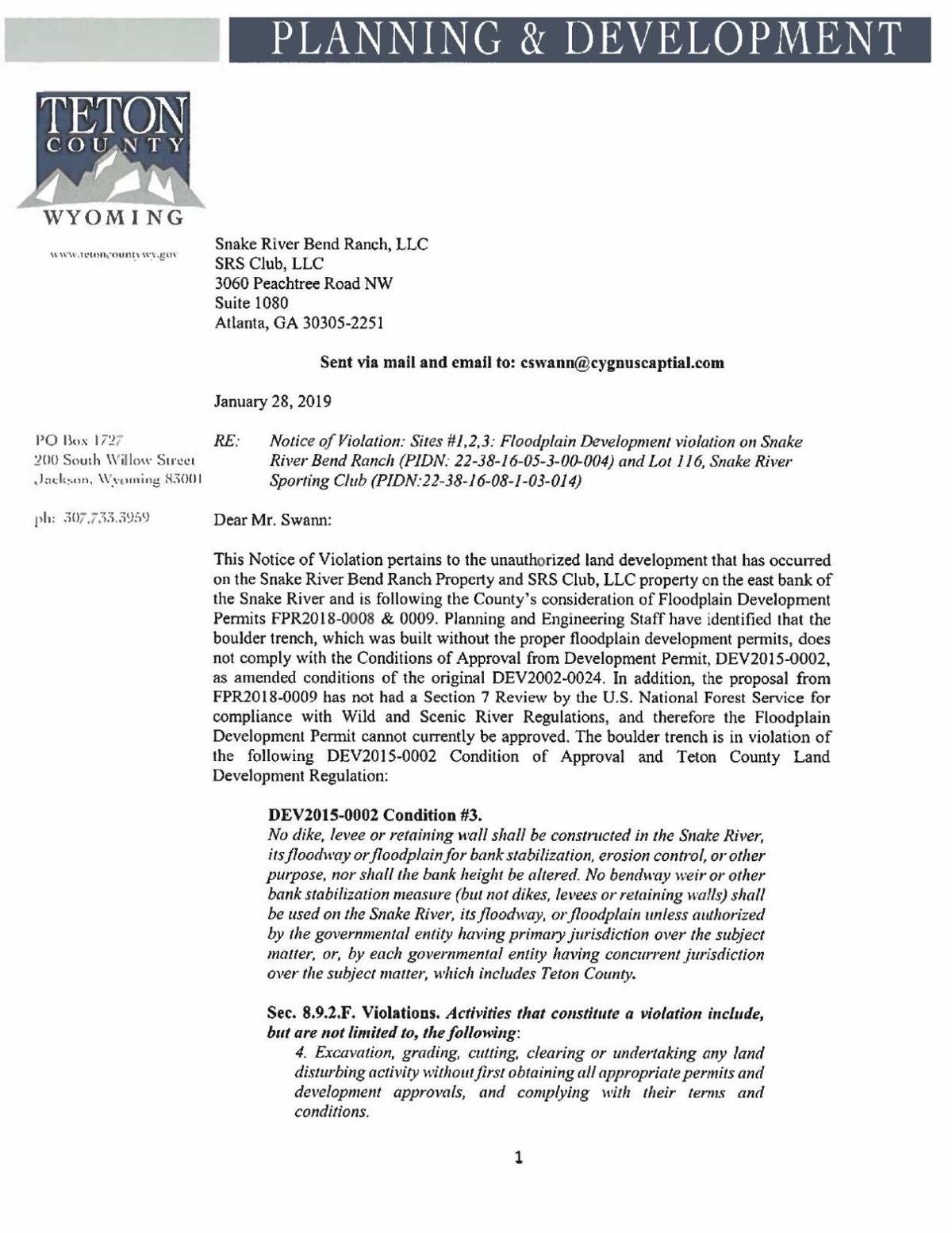 Notice Of Violation Srsc Floodplain Development Jhnewsandguide Com