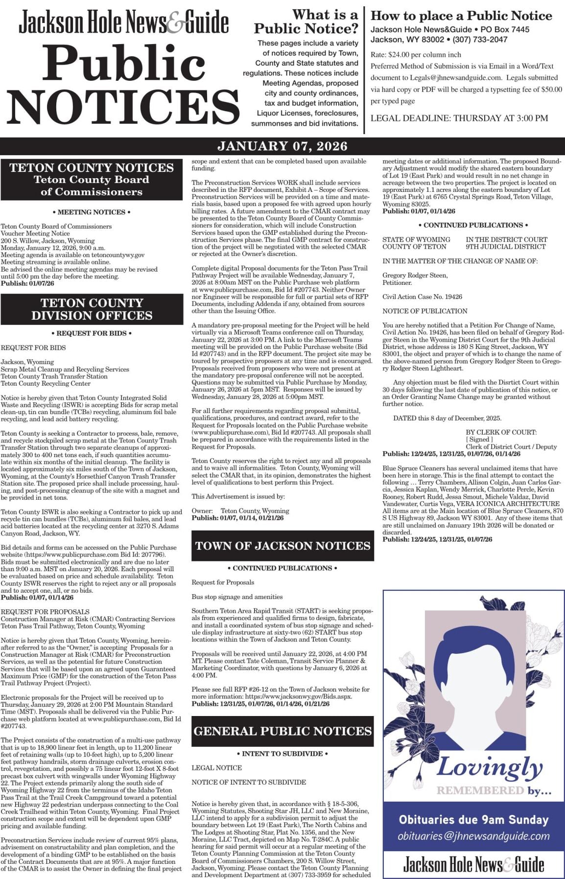 Public Notices, January 7, 2026 | Public Notices | jhnewsandguide.com