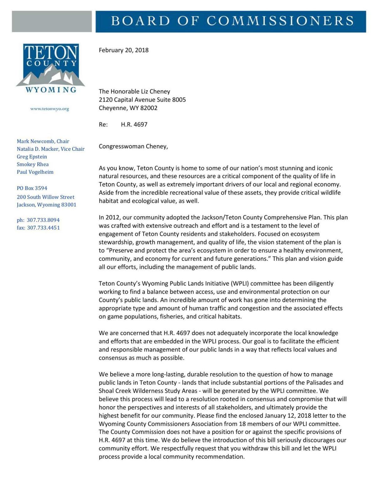 Teton County Amended Liz Cheney Letter Jhnewsandguide Com