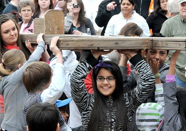 As Easter nears, Erwin, Unicoi residents walk mile in Jesus' shoes