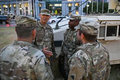 Gen. Randy A. George meets with soldiers and airmen from Joint Task Force-D.C.