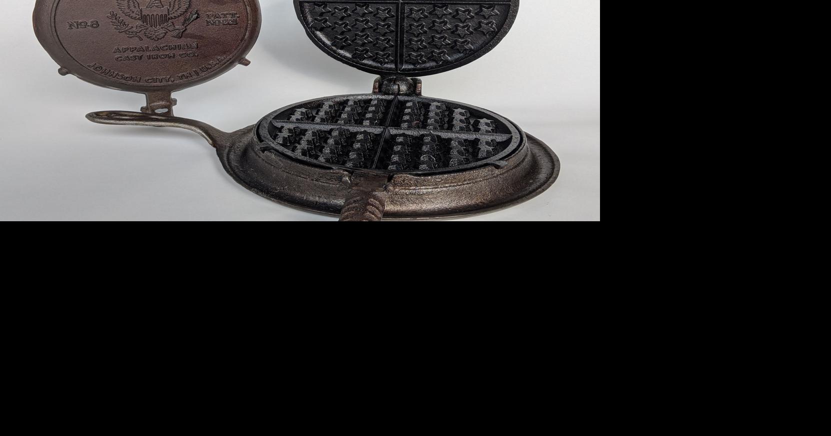 APPALACHIAN CAST IRON Great American Waffle Iron Pre-Seasoned, PFOA/PTFE  Free, Made In USA | Vintage Inspired, 7 inch Stovetop Waffle Iron With