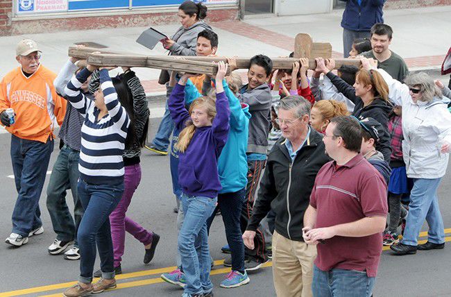 As Easter nears, Erwin, Unicoi residents walk mile in Jesus' shoes