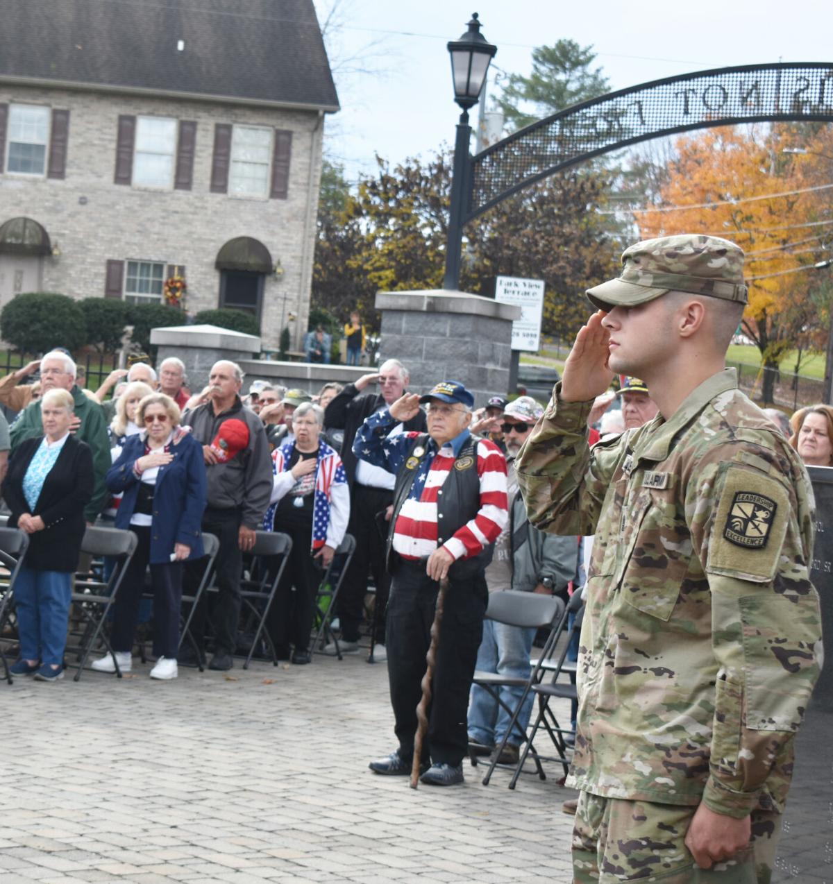 Veterans salute the flag