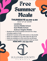 Sullivan County Schools free summer meals start Thursday