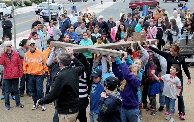 As Easter nears, Erwin, Unicoi residents walk mile in Jesus' shoes