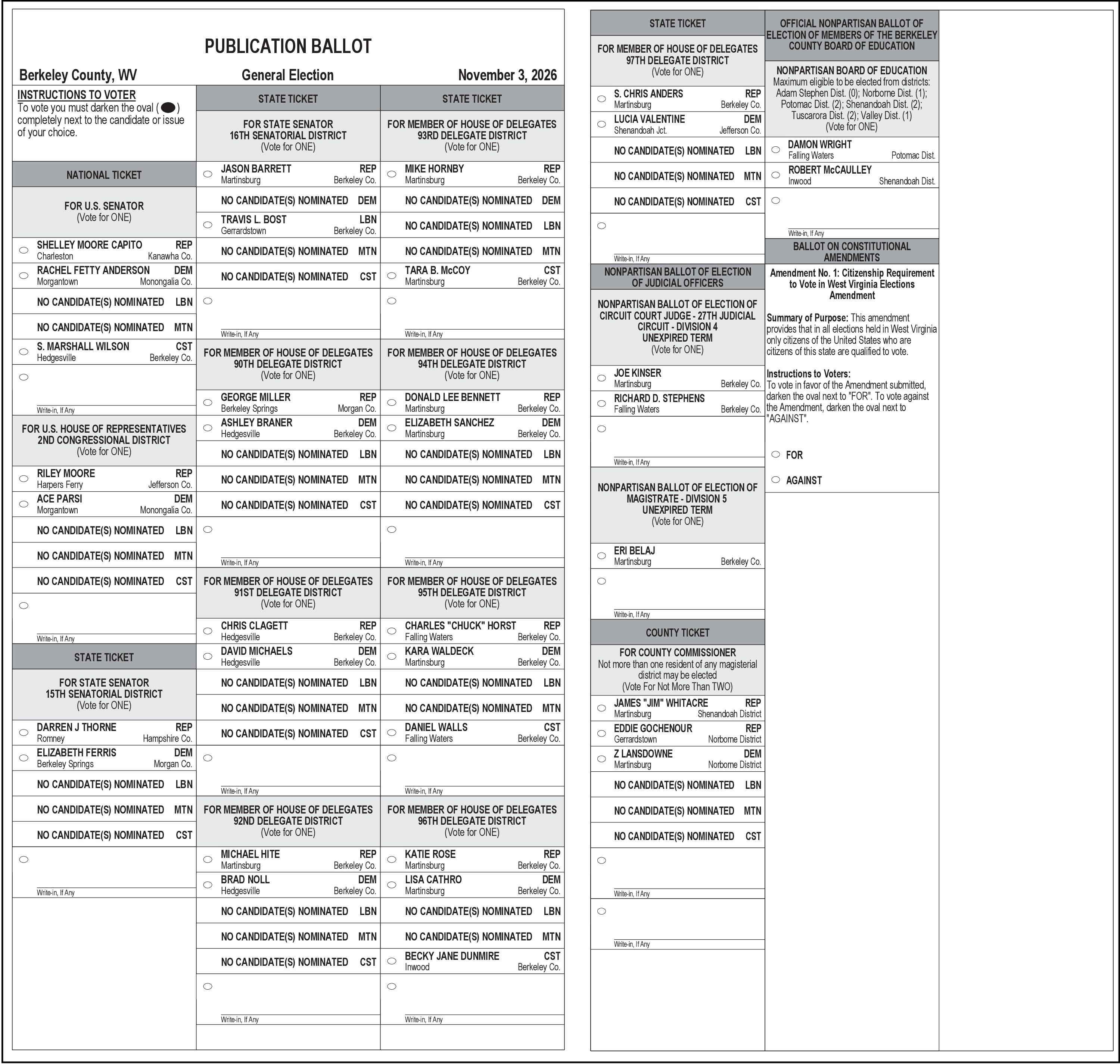 Sample Ballot | Notices | journal-news.net