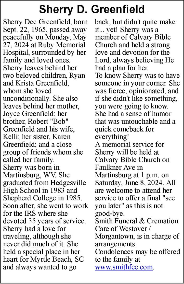 Sherry D. Greenfield Obituaries