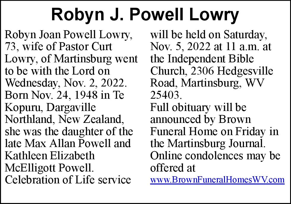 Robyn J. Powell Lowry | Obituaries | journal-news.net