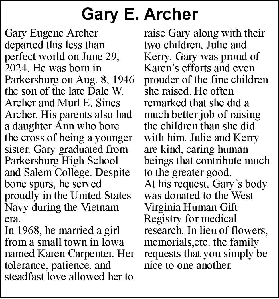 Gary E. Archer Obituaries