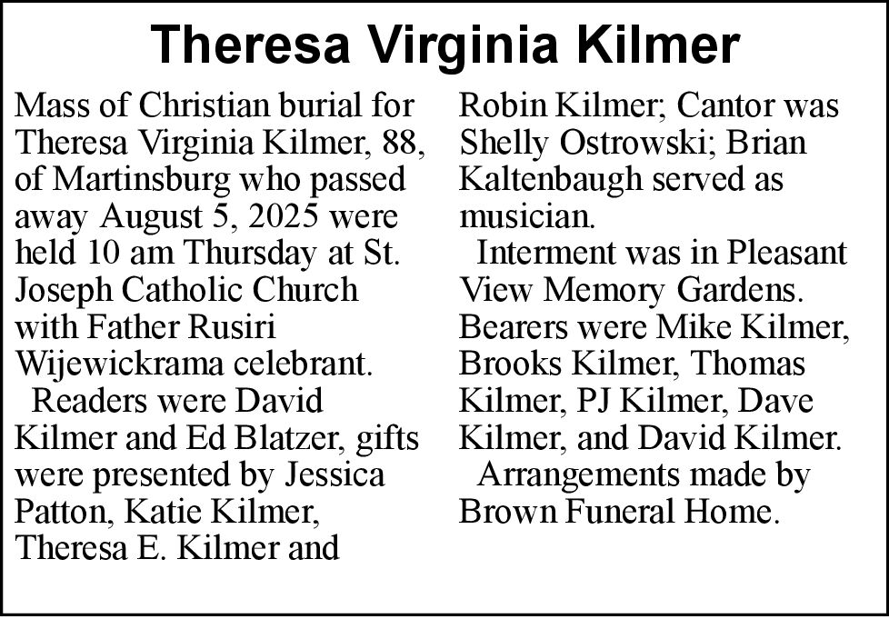 Theresa Virginia Kilmer Obituaries(02)