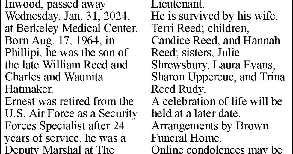 Ernest M. Reed Obituaries