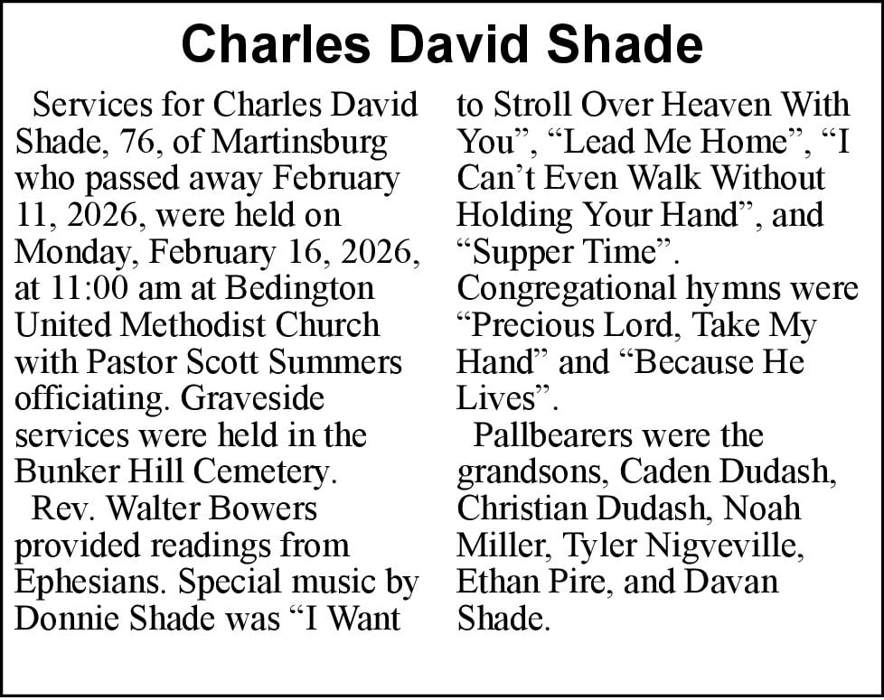 Charles David Shade Obituaries