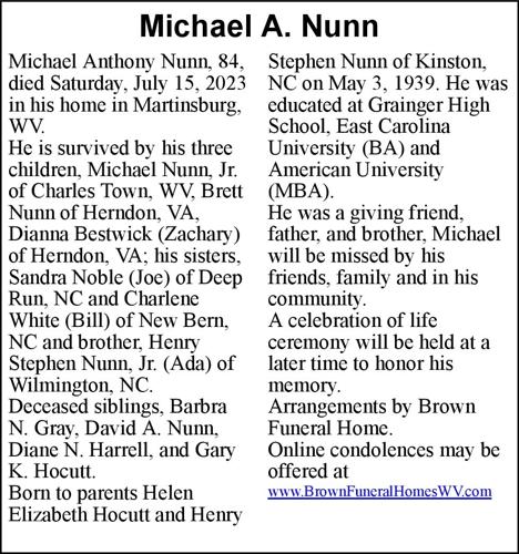 Michael A. Nunn | Obituaries | journal-news.net