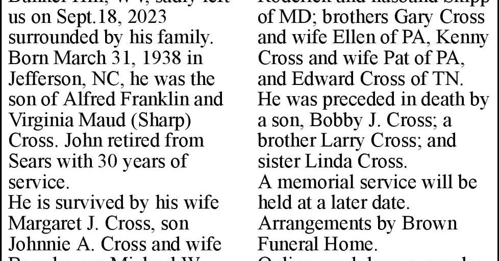 John W. Cross | Obituaries | journal-news.net