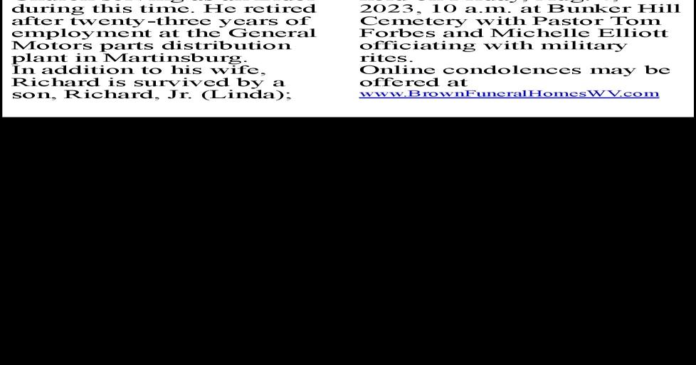 Richard G. Custer, Sr. Obituaries