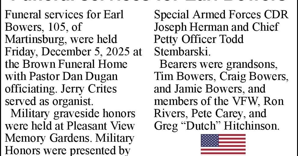 Funeral services for Earl Bowers | Obituaries | journal-news.net
