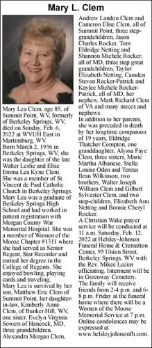 Mary L. Clem | Obituaries | journal-news.net