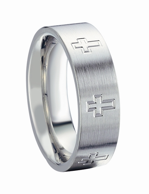 James Kurk Cobalt 7mm Brushed with Cross Engravings Band