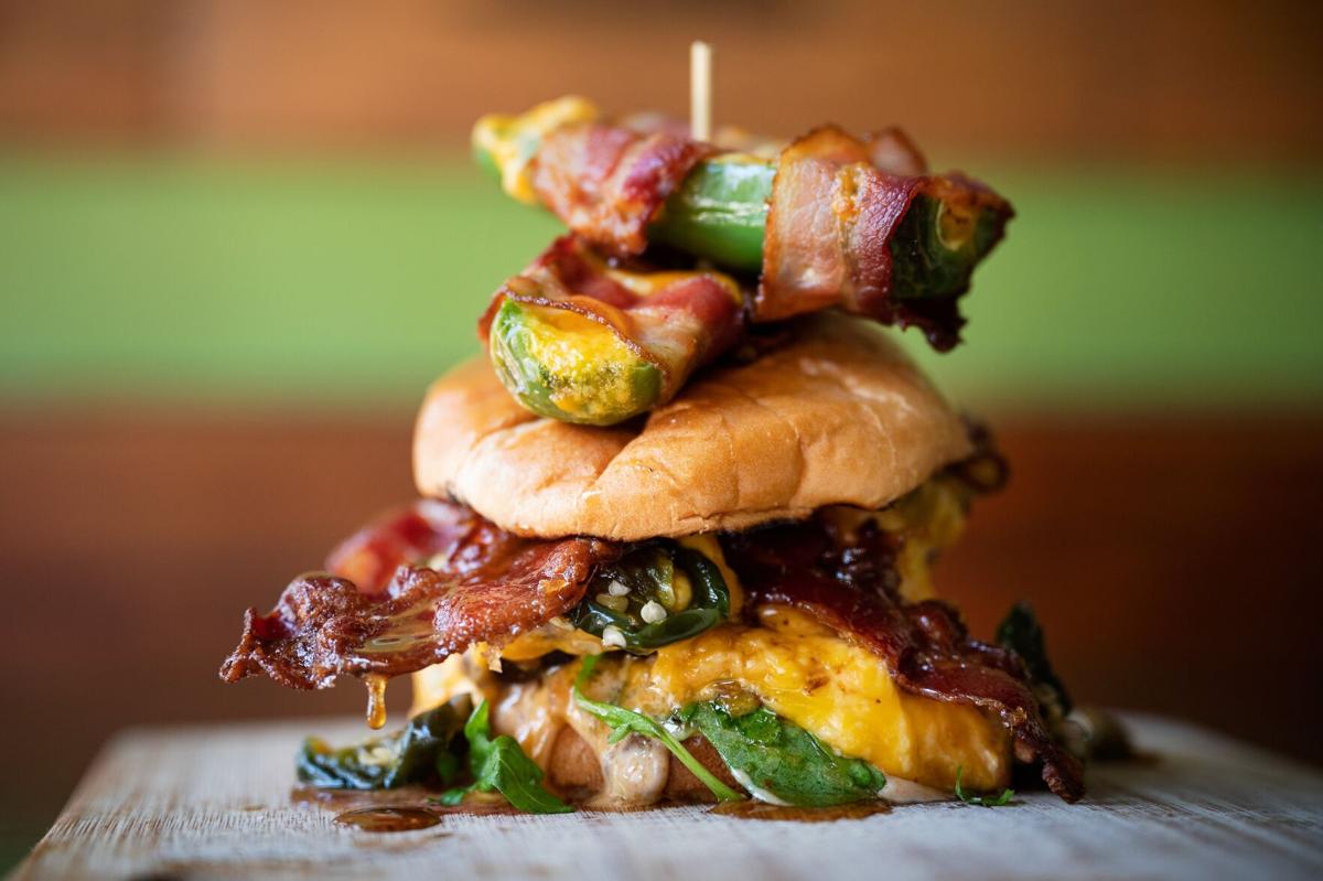 6th and Vine Ultimate Pimento Bacon and Cheese Burger