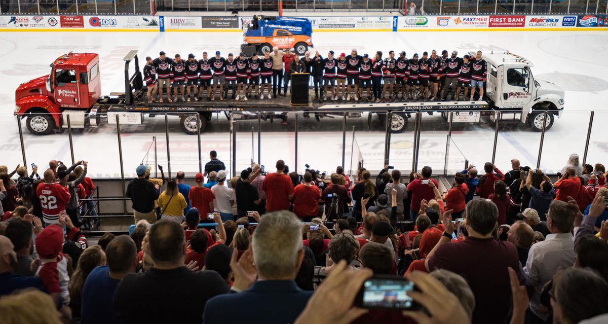 'The Flock' celebrates the Carolina Thunderbirds' FHL championship