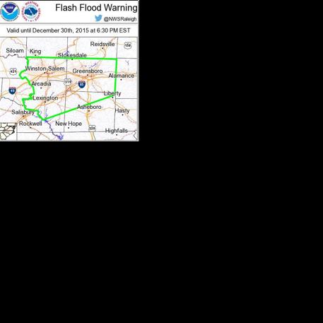 Flash flood warning issued for Forsyth, Davidson and other counties