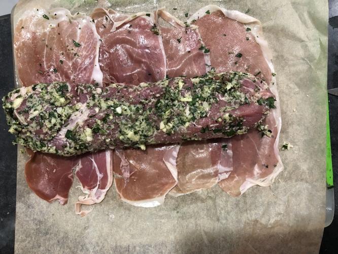 Prosciutto gives pork tenderloin a crispy wrap