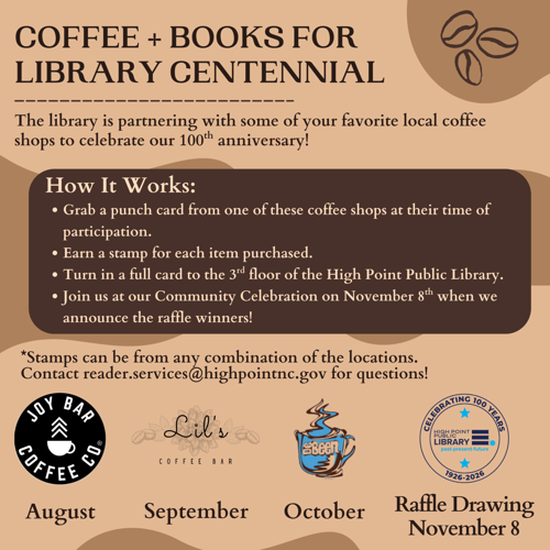 Coffee + Books for the Library's Centennial