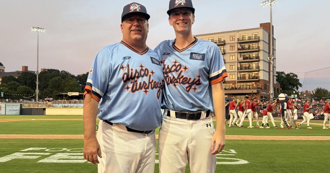 Bryce Mabe and his father, Jamie are helping coach the Carolina Disco Turkeys this summer
