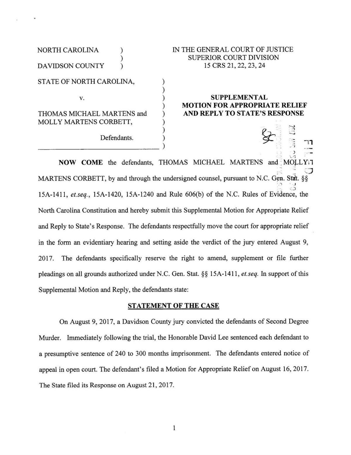 Supplemental motion for appropriate relief
