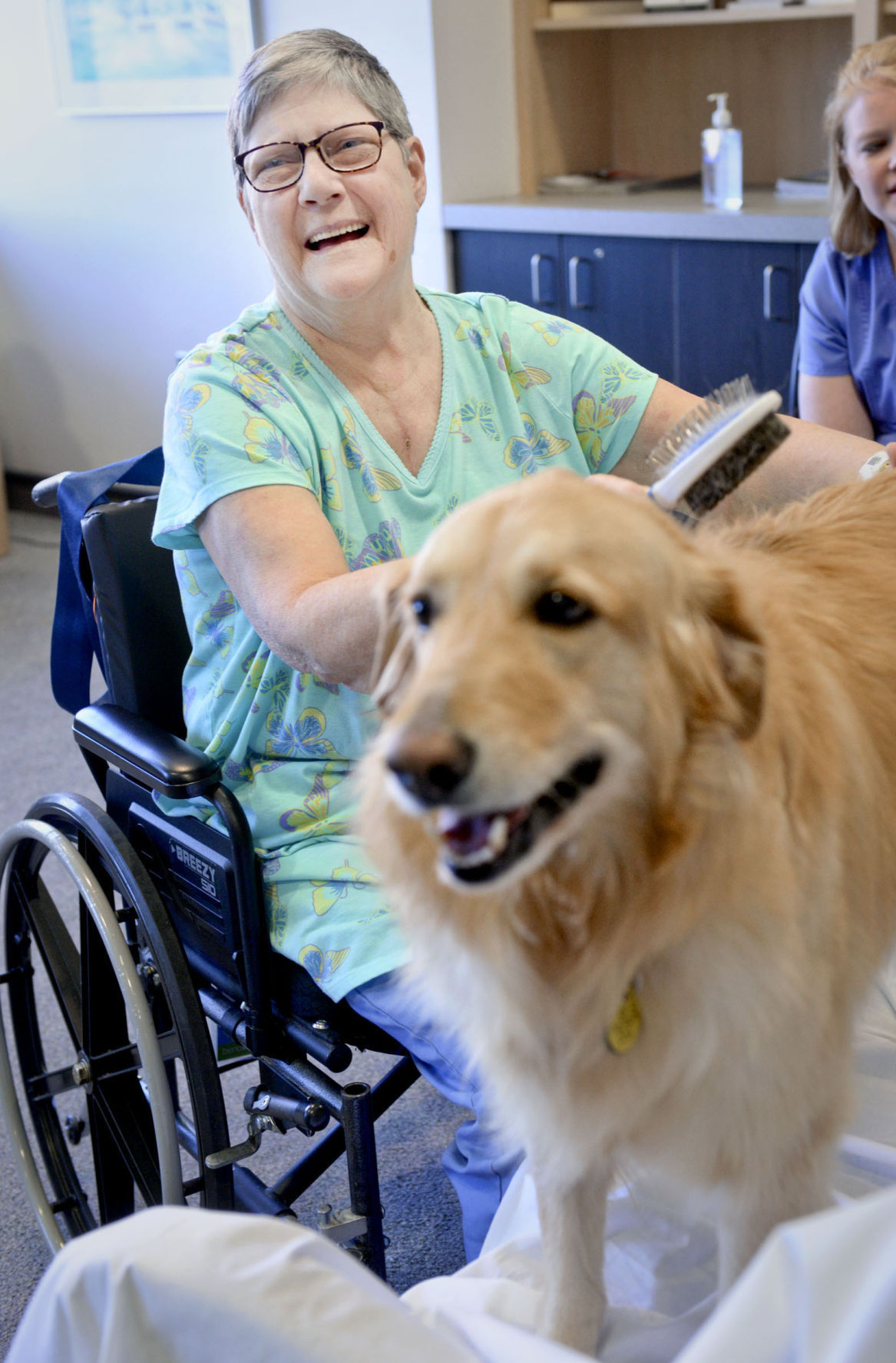 therapy forest wake baptist dogs canine patient patients medical center she dog animal journalnow clinic laughs sadie hedrick grooms jackie