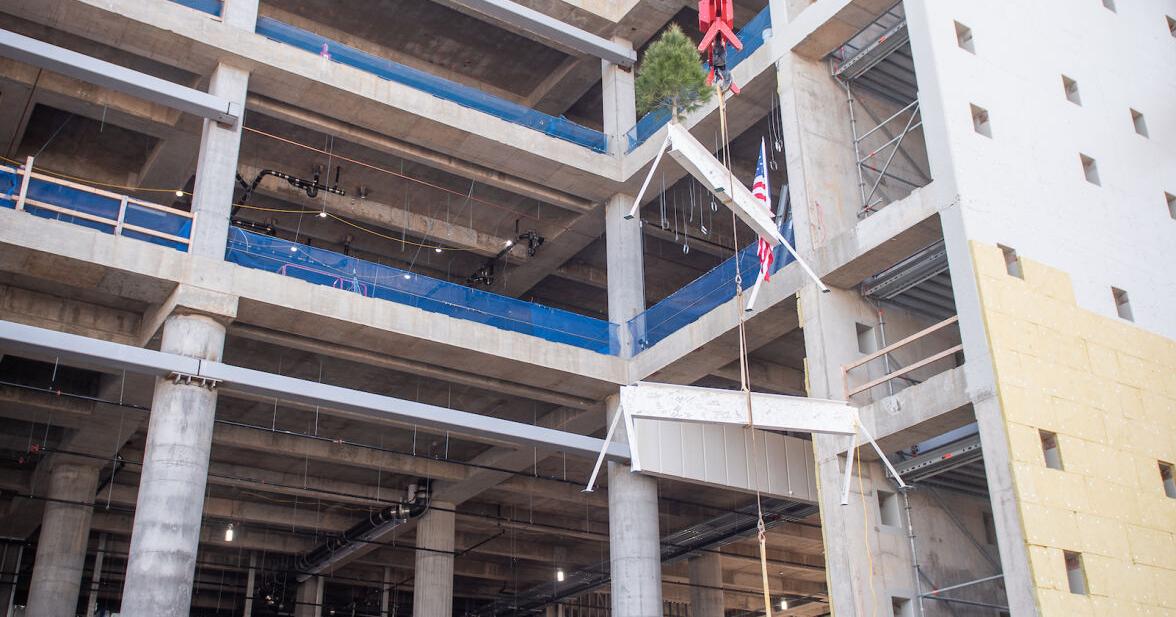 Atrium Wake Forest Baptist care tower reaches halfway point