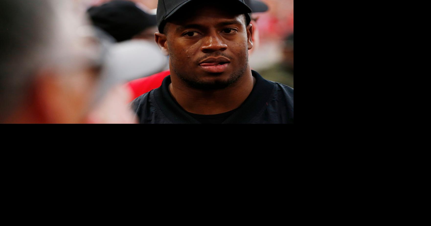 Nick Chubb reacts on the Georgia  sideline during the first half of a NCAA college football game between Tennessee and Georgia in Athens, Ga., on Saturday, Nov. 5, 2022.News Joshua L Jones