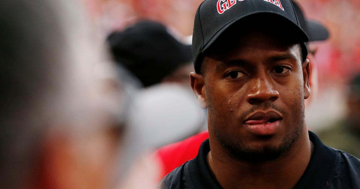 Nick Chubb reacts on the Georgia sideline during the first half of a NCAA college football game between Tennessee and Georgia in Athens, Ga., on Saturday, Nov. 5, 2022.News Joshua L Jones